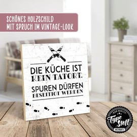 TypeStoff HS-01148 Wooden Sign with Saying - Kitchen Crime Scene - Vintage Look with Quote as a Gift and Decoration on the Theme of Cleanliness, Order and Cleaning