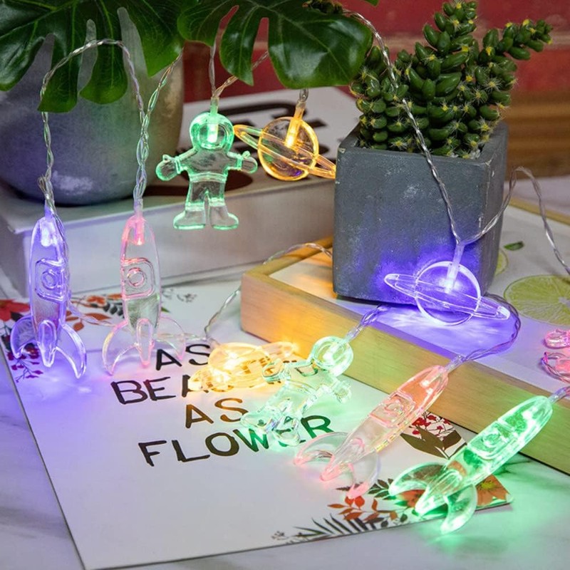 LELYFIT 20LED 3.0M Spaceman Cartoon String Lights, Astronaut Planet Rocket