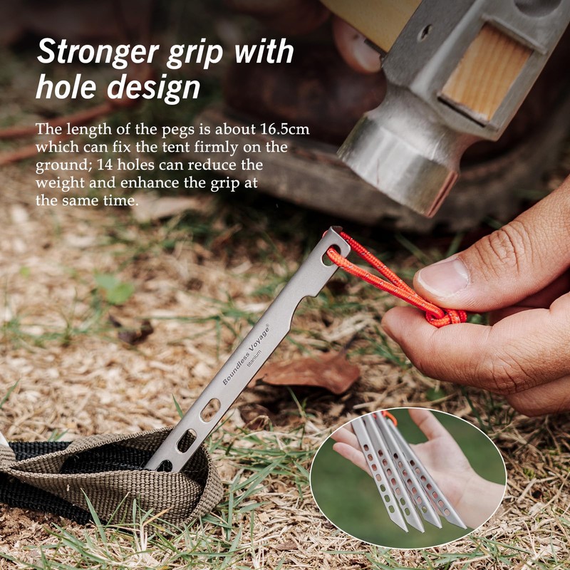 Boundless Voyage Outdoors Titanium Tent Stakes Pegs Camping Anchor Tent