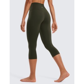 CRZ YOGA Womens Butterluxe High Waisted Lounge Leggings 19 Inches - Workout Buttery Soft Capris Yoga Pants Olive Green Medium