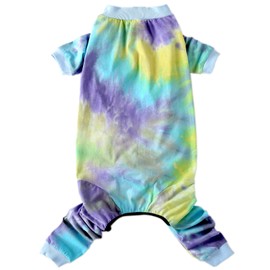 PriPre Dog Pajamas for Large Dogs Cotton Tie dye Dog Shirts Dog Onesie Jumpsuit Pet Sleeper Shirts Full Coverage Dog pjs (XXL, Blue Tiedye)