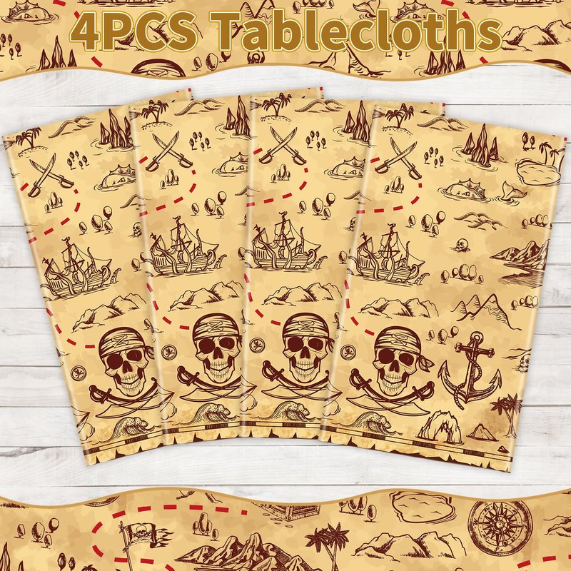 Pirate Tablecloth Treasure Map Tablecover Rectangular 51 x 86inch Treasure