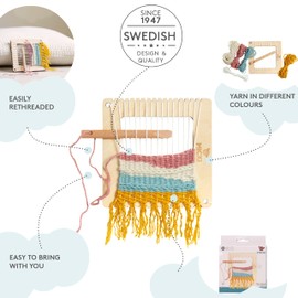 Micki Square Weaving Loom - Wooden Toys Weaving Kit + Weaving Yarn — Arts and Crafts for Kids — Art Supplies — Age 3+