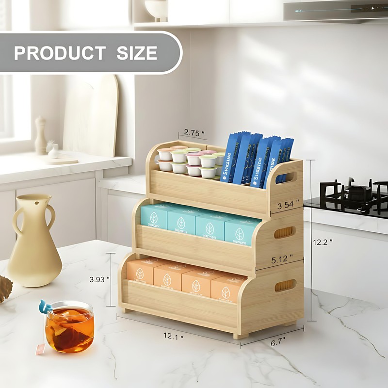 Wisuce Tea Holder for Tea Bags Organizer - Bamboo Tea