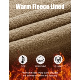 FREE SOLDIER Men's Fleece Lined Outdoor Cargo Hiking Pants Water Repellent Softshell Snow Ski Pants with Zipper Pockets (Mud 32W x 28L)