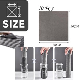 Pack of 10 Thickened Magic Cleaning Cloth, Reusable Microfibre Cleaning Cloths, Streak-Free Pro Clean Cloths for Cars and Glass for Dust Cloths, Cars, Windows, Glass (8.6 x 2.1 x 0.9 Inches)