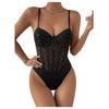 SweatyRocks Women's Corset Bodysuit Mesh Sheer Sleeveless Cami Jumpsuit Shirts