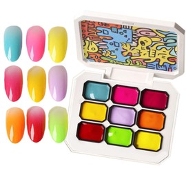 Gel Nail Paint - 9-Color Gel Nail Paint Palette for Women,Silky Gradient Cosmetics Fingernails Art for Dating Beach Salon Travel Commuting Home Gathering