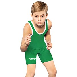 Kids Wrestling Youth Singlet, Elite Sports Standard Boys Wrestling Singlets (Green, Small)
