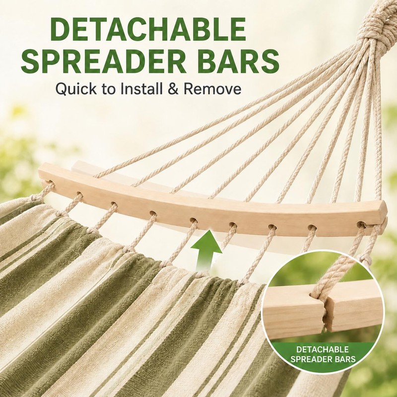 2 Pack Wooden Hammock Spreader Bars, Detachable Replacement Bars