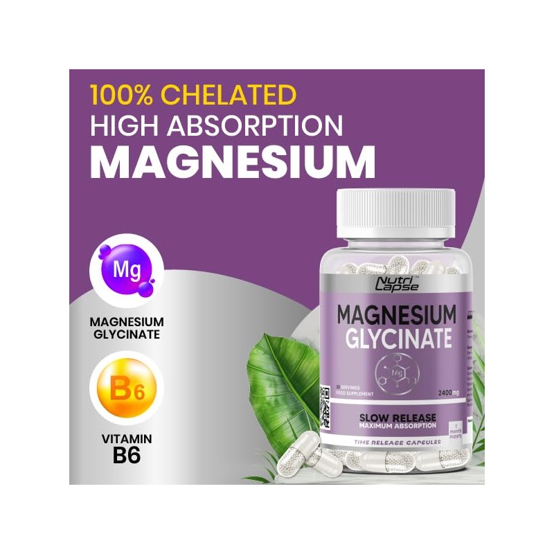 Nutrilapse™ Magnesium Glycinate (Bisglycinate) with Vitamin B6, High Bioavailability Granular