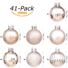 Sea Team Christmas Tree Bauble Set, 60 mm / 2.36", Fine Decorative Items with Colourful & Sparkling Christmas Tree Decoration Theme, 41 Pieces