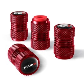 nismo NISMO Air Valve Cap with Exclusive Logo, Aluminum Alloy, Enhances Your Vehicle, Cool, Dustproof, Anti-rust, Leak-proof, for Cars and Motorcycles, Stylish Tire Accessory (nismo, Red)