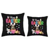 Happy Easter Bunny Cats Inside Chocolate Egg Basket Throw Pillow