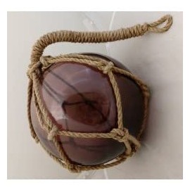 DRH Violet Japanese Fishing Glass Buoy - Glass Float Ball - Bright Nautical Decor with Roped Net - Perfect Hanging Nautical Glass Buoy Gift for Art Lovers (10")