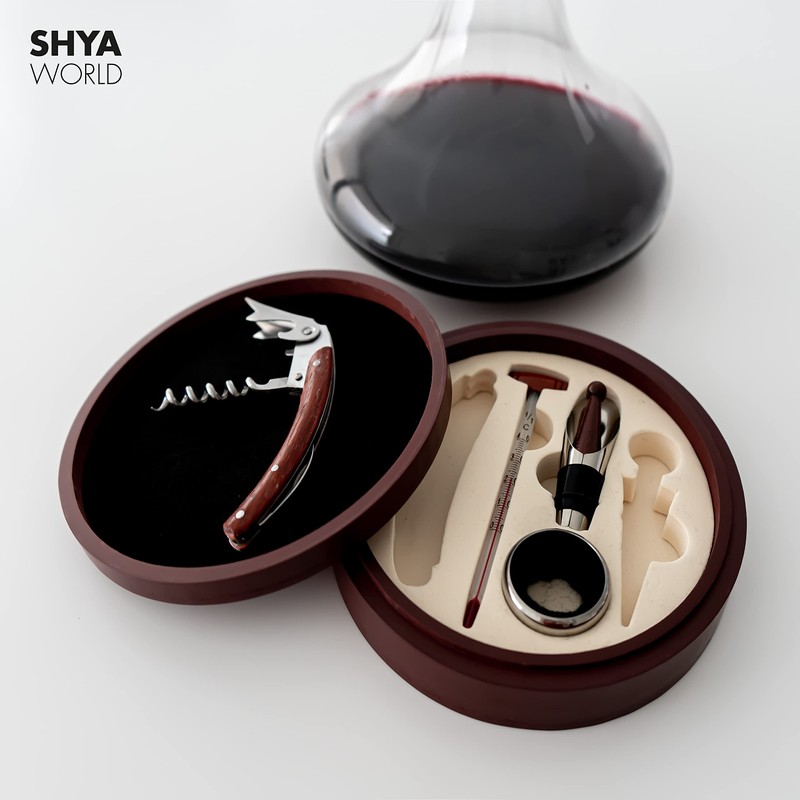 ShyaWorld Wine Accessories Gift Set Elegant Gift Case with Natural
