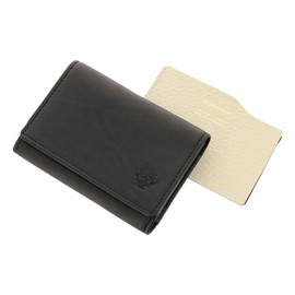 Orobianco Men's Business Card Holder, Cowhide Leather, Genuine Leather, Black