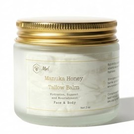 Mel Honey - Bálsamo orgánico de ternera alimentado con pasto con miel de manuka, crema hidratante para una piel suave y tersa, hidratante totalmente natural hecho a mano (2 onzas, sin perfume)