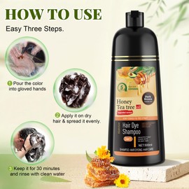 ZENITHGLO Dark Brown Hair Dye Shampoo 3 in 1 for Women & Men 100% Gray Hair Coverage - Herbal Ingredients Natural Plant Hair Color - Hair Dye in Minutes 17.6 Fl Oz