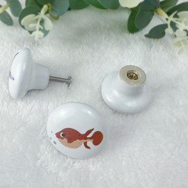 Lasyman Set of 6 Ceramic Starfish Unique Coastal Beach Cabinet Dresser Drawer Knobs Pulls Octopus Door Handle 1.5 X 1.5 Inches