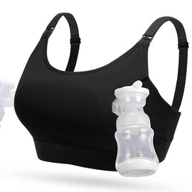 Hands Free Pumping Bra, Nursing Bras for Breastfeeding, Adjustable Breast-Pumps Holding and Nursing Pregnancy Bra in One for Women (X-Large, Black)