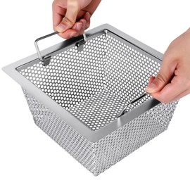 Commercial Floor Drain Strainer Super Large Drainage Area, 10" x 10" x 4-3/4" Sink Drain Cover, 1.0Mm, Double Handle Basket, 304 Stainless Steel Floor Drain Filter- Perfect for Restaurant, Bar, Buffet