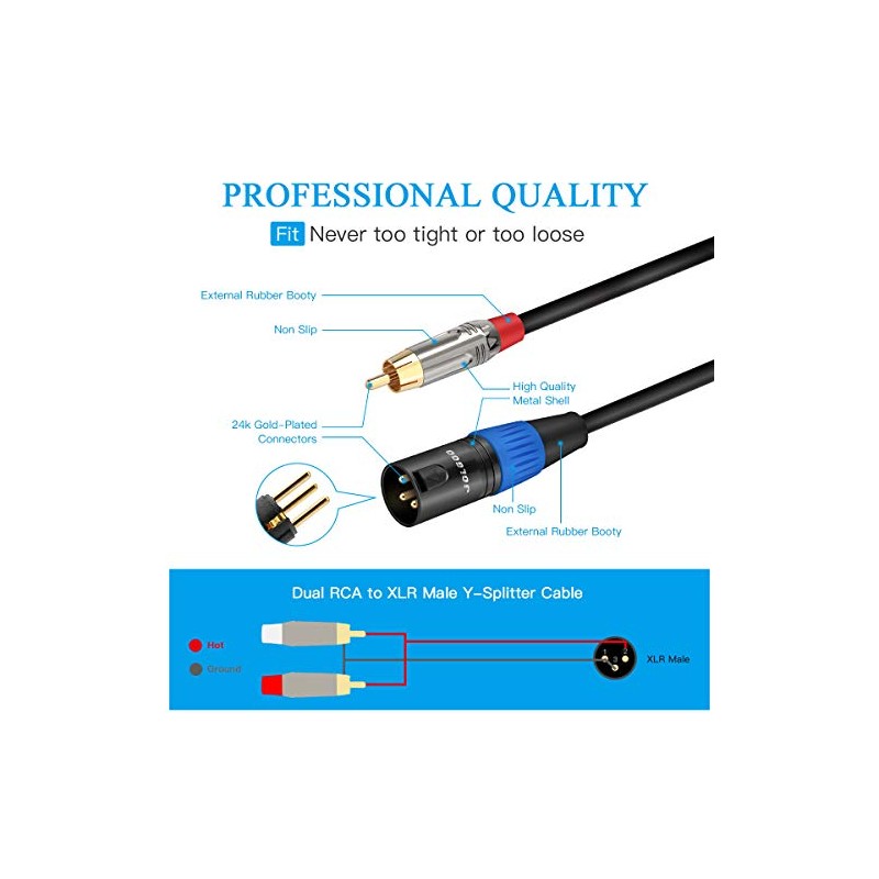 JOLGOO Cable de micrófono divisor de conexión dual RCA a