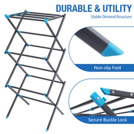 APEXCHASER Clothes Drying Rack, 3-Tier Laundry Drying Rack for Clothes, Expandable Metal Clothing Dryer, Collapsible Towel Rack, Air Drying Rack, Graphite