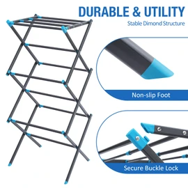APEXCHASER Clothes Drying Rack, 3-Tier Laundry Drying Rack for Clothes, Expandable Metal Clothing Dryer, Collapsible Towel Rack, Air Drying Rack, Graphite