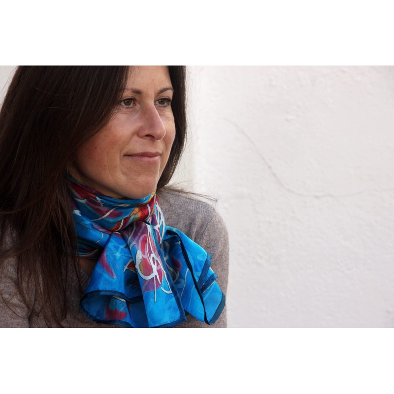 Seidentuch "Elektrisches Blaues Graffiti"