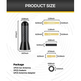 iolory Car Antenna,Carbon Fiber Car Radio Antenna with Adapter,Automotive Antenna Replacement,Car Stubby Antenna Short Antenna,Suitable for All Models with Removable Original Antenna (Black)