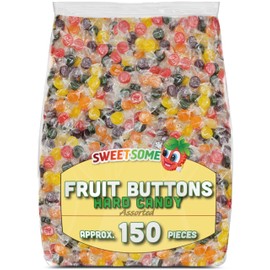 Assorted Fruit Buttons – Classic Hard Candy in a Rainbow of Fruity Flavors, Individually Wrapped, Bulk Old-Fashioned Sweets – 2 lb Bag