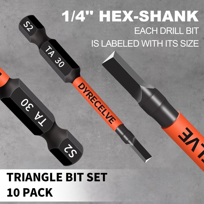 10-Pack Triangle Screwdriver Set - Premium S2 Steel Triangle Bit
