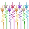 Reusable Spiral Straws with Cartoon Mouse Ears – Set of