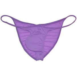 JAXFSTK Mens Ice Silk Back Pucker Bikini Briefs Underwear Soft Brazilain Bikini Pouch Cheeky Briefs 3-Pack(purple,cyan,Fruit Green) L