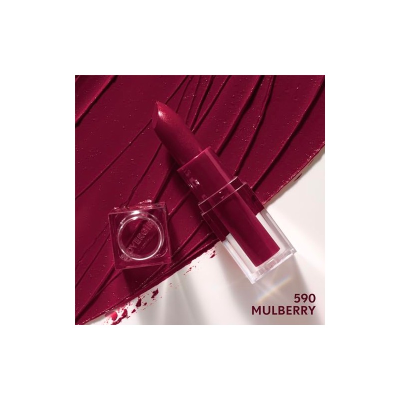 COVERGIRL Clean, Labial Satinado, 590 Mulberry, Hidratación 24H, 3.5 g