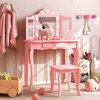 Costzon Kids Vanity, Girls Vanity Set with Mirror and Stool