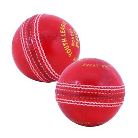 Kosma Pack of 2 Leather Cricket Ball Youth League Alum Tanned Leather - 4-Piece Construction Hand Stitched 4.75oz | Leather Cricket Coaching Ball | Match-Quality Ball | Color: Red