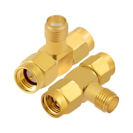 Vecys Pack of 2 SMA Adapter 3 Way Splitter T Shape SMA Female to Dual Male Splitter Antenna Adapter Converter 50 Ohm