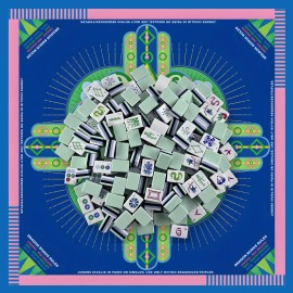 4-Layer Professional Mahjong Tiles American Set 160-Tile Pale Blue Acrylic Heavyweight Radiant Dragon Bonus EditionColor: Blue Mahjong Mat