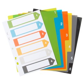 eco-eco A5 50% Recycled Set 6 Wide Index File Dividers eco025 Multicolour