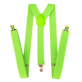 Glowtopia Neon Trouser Braces - Adjustable trouser braces for Men and Women in Neon Yellow, Orange, Green and Pink (Neon Green)