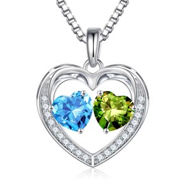 Iefil Mother in Law Gifts - Mother in Law Birthday Gifts, Christmas Gifts for Mother in Law, Mother in Law Mothers Day Gifts | Aquamarine & Peridot Necklace, March & August Birthstone Necklace