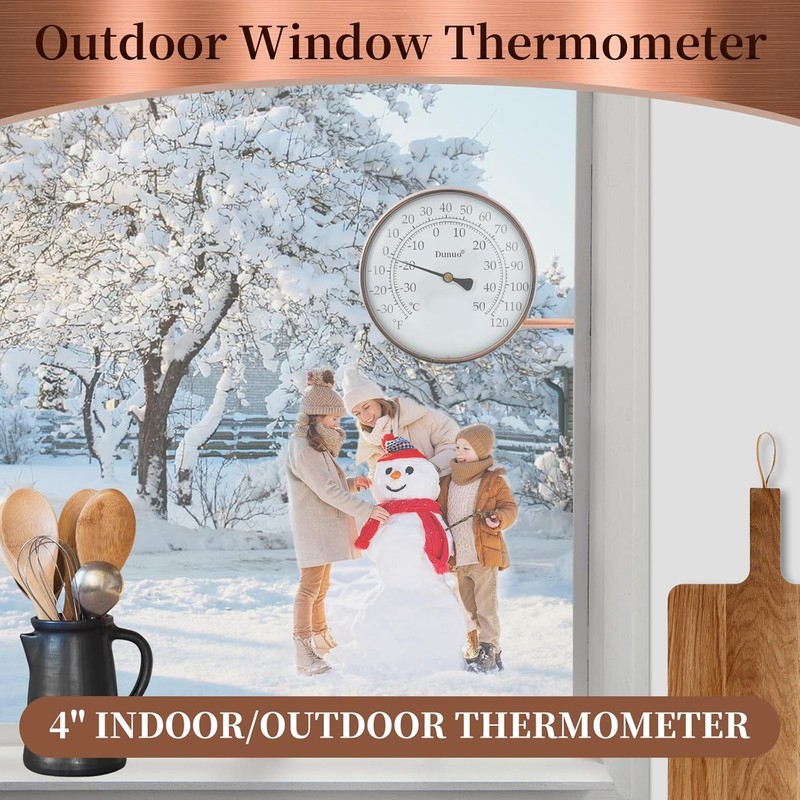 4 Inch Outdoor Thermometer, Outside Temperature Gauge Decorative for Patio,