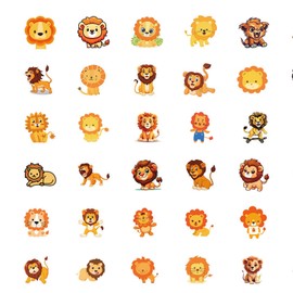 SJUNJIE Lion Stickers Waterproof Stickers Animals Colour Lion Stickers Cute Suitable for Water Bottles Mobile Phones Notebooks Skateboards Bicycles and Motorcycles 110 Pieces