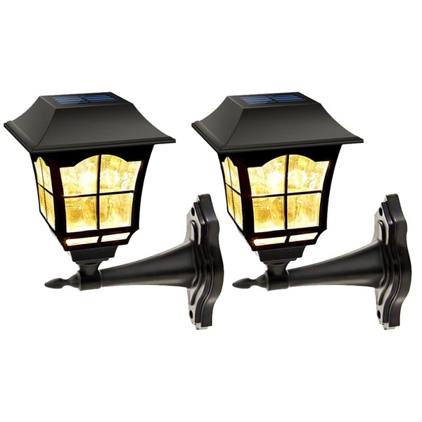 MAGGIFT Solar Wall Lights, Yellow, 2 Pack, Decorative, Patio, 6.2 x 4.2 x 8.1 in