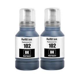 LAIPENG 102 Ink Compatible with Epson 102 Ink Bottles for EcoTank ET-2700 ET-2750 ET-2751 ET-2756 ET-2850 ET-2851 ET-2856 ET-3700 ET-3750 ET-3850 ET-4750 ET-4850 ET-4856 ET-15000 Printer (2 Black)