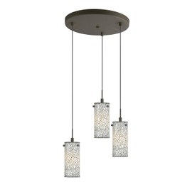 Woodbridge Lighting 13424MEB-M10WHT 3-Light 3-Port Mini Pendant Cluster, 10-Inch by 84-Inch Maximum, Metallic Bronze