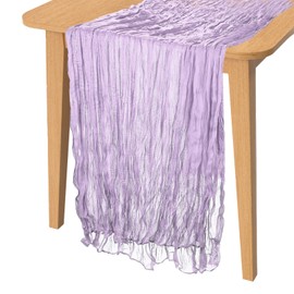 PATIKIL 14 Ft Cheesecloth Table Runner Rustic Gauze Terracotta Cheese Cloth Table Runner with Wrinkled for Bohemian Wedding Party Bridal Shower Table Decoration, Light Purple
