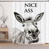 LKFBSC Funny Donkey Shower Curtain, Black and White Farmhouse Animal